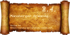 Mansberger Armanda névjegykártya